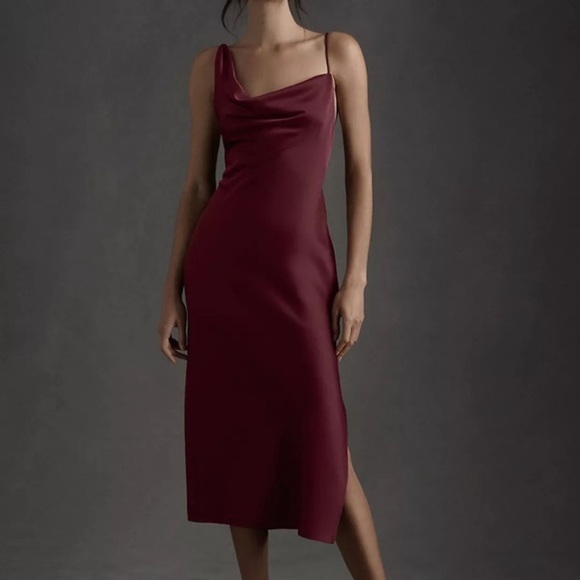 NWT BHLDN SATIN CHARMEUSE backless MIDI DRESS Dark Berry ⭐️ - Picture 1 of 10